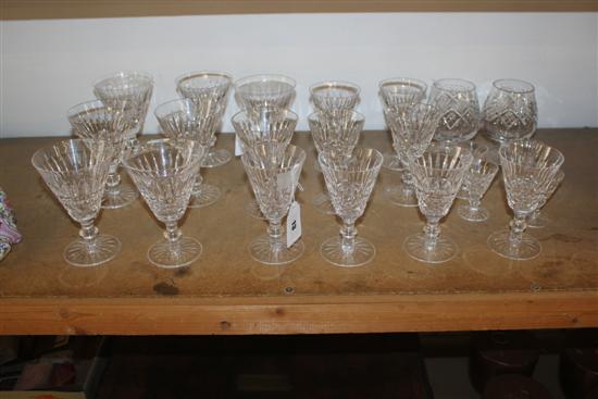 Part suite of Waterford Maeve pattern crystal table glass & a pair of brandy ballons (22)